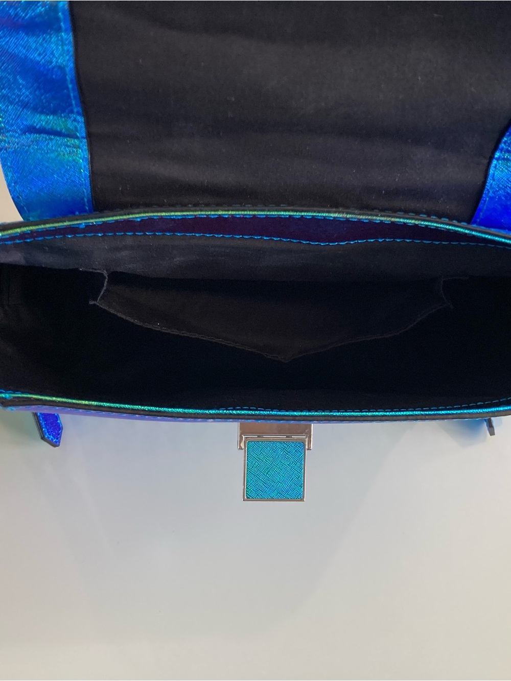 Rebecca Minkoff Iridescent Blue-Green Studded Satchel - Picture 9 of 15